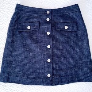 LOFT Dark Blue Textured Mini Skirt